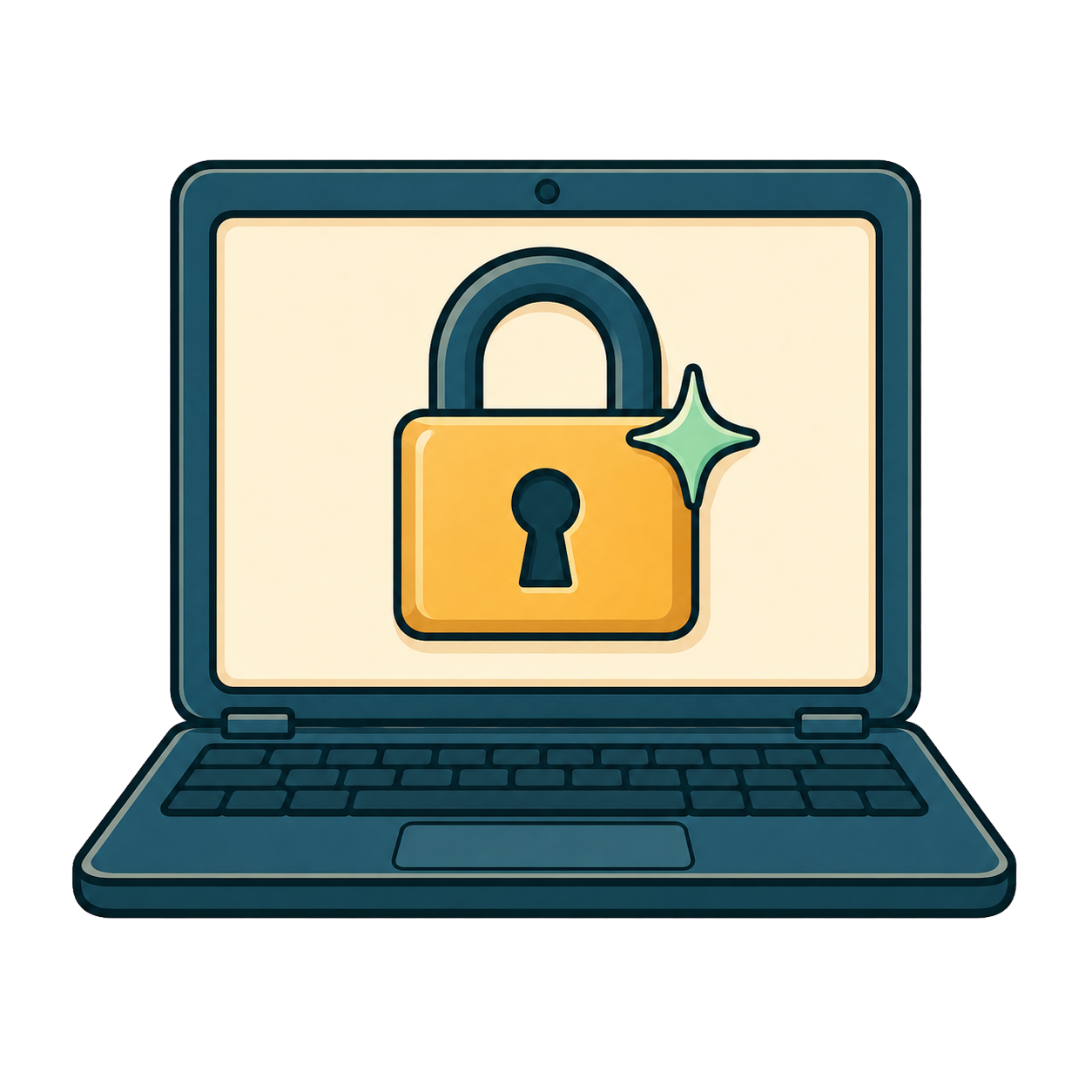 A secured laptop representing local browser cleaning