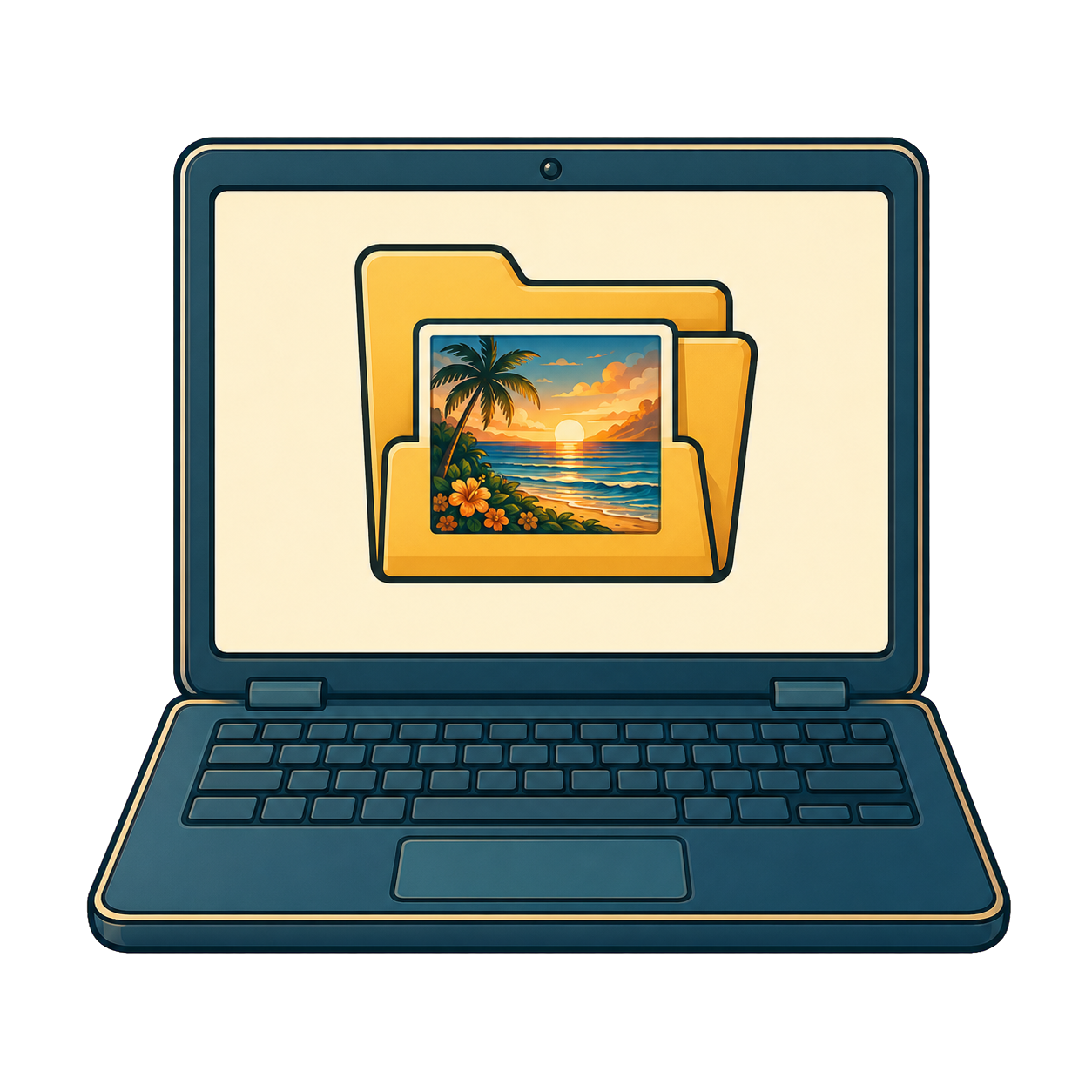 A laptop with a local image folder