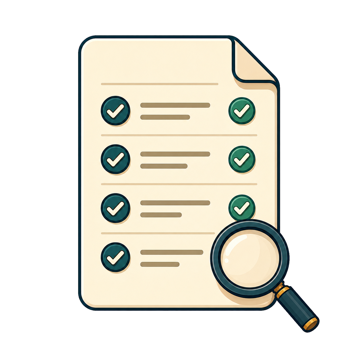 A metadata checklist with a magnifier