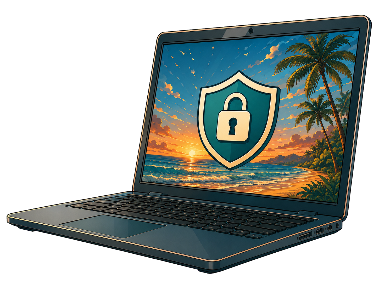 A secure laptop showing that image inspection and cleaning stay on the device