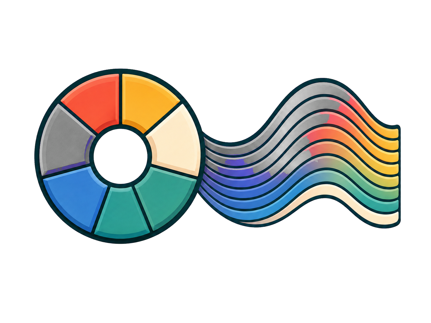 A color wheel and profile waves representing an ICC color profile