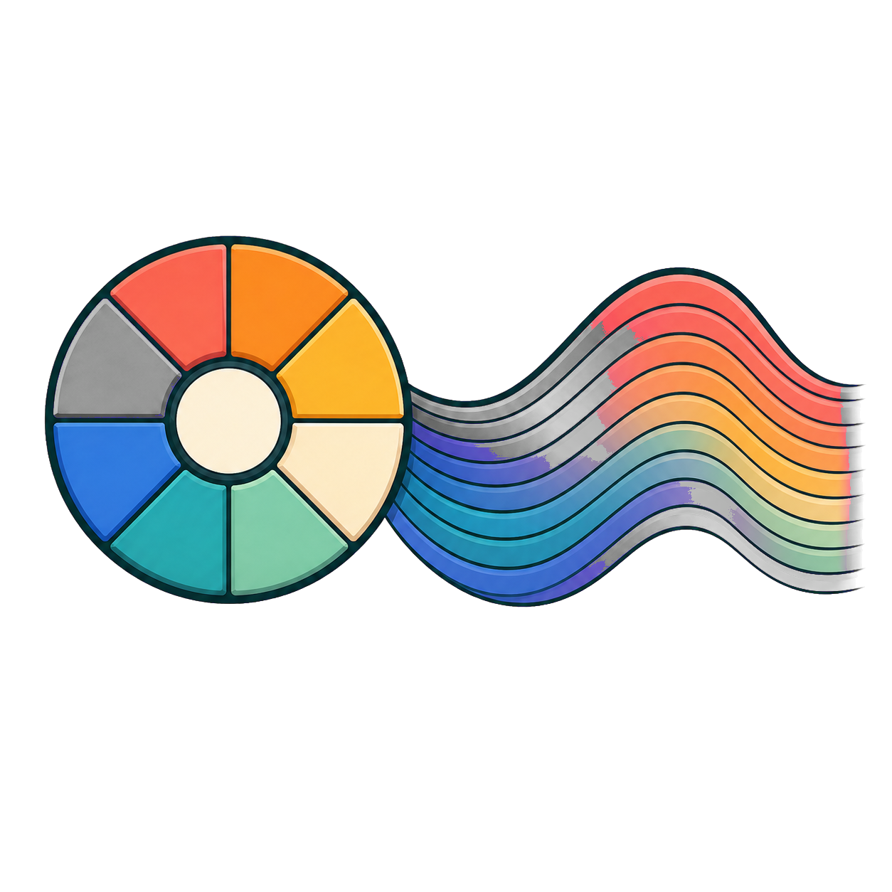 A color palette and profile waves representing an ICC color profile