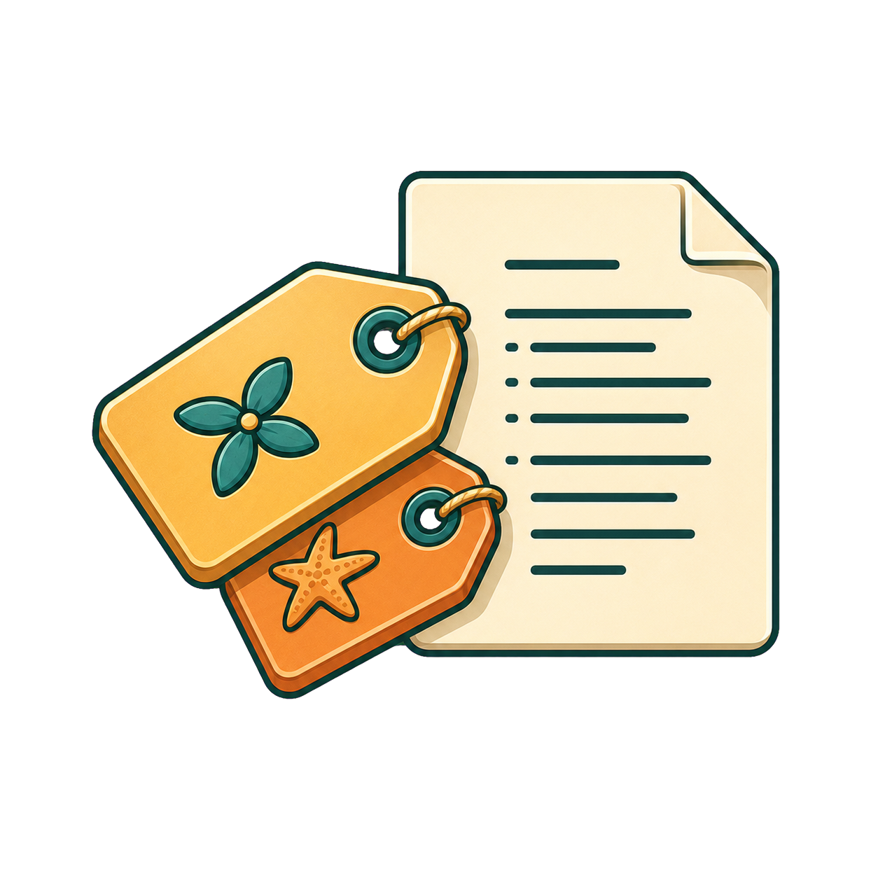 A keyword tag and document representing captions and keywords